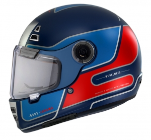Casco integrale MT Jarama Baux D7 blu opaco - modello Retro - Cafe Racer - Blu opaco, L (59/60cm)