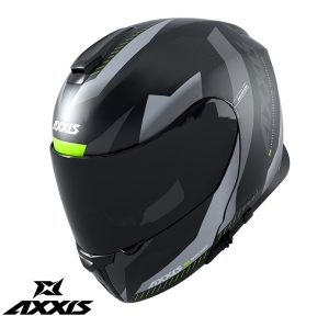 Casco modular Axxis modelo Gecko SV Shield B2 gris brillante (visor solar integrado)