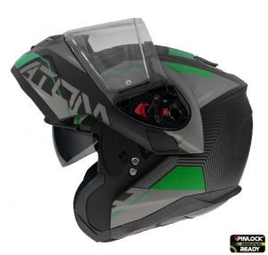 Casco modulare MT Atom SV Quark A6 verde fluorescente opaco pronto per Pinlock