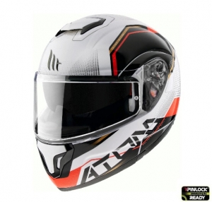 Casco Modulare MT Atom SV Quark B5 Rosso/Bianco Lucido Pinlock Pronto