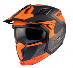 Casco MT Streetfighter SV S B4 Naranja Mate (Gafas de Sol Integradas) - Protector de Barbilla y Visera Desmontable