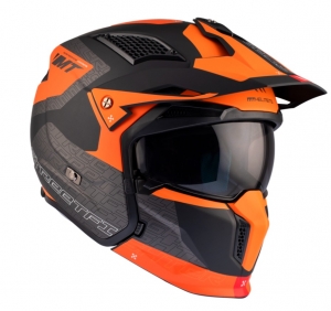 Casco MT Streetfighter SV S B4 Naranja Mate (Gafas de Sol Integradas) - Protector de Barbilla y Visera Desmontable