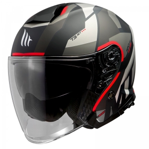 Casco open face MT Thunder III SV Jet Bow A5 rojo mate (gafas de sol integradas) - Rojo mate, S (55/56cm)