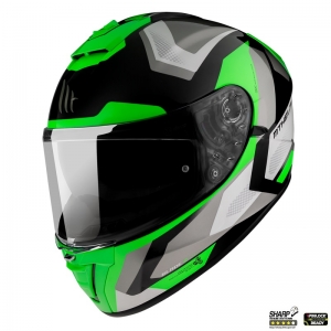 Casque intégral MT Blade 2 SV Finishline D6 vert fluo brillant (visière solaire intégrée)