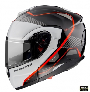 Casque modulaire MT Atom SV Open B5 rouge fluorescent brillant Pinlock prêt
