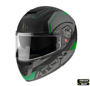 Casque modulaire MT Atom SV Quark A6 vert fluorescent mat Pinlock prêt - Vert fluorescent mat, S (55/56cm)