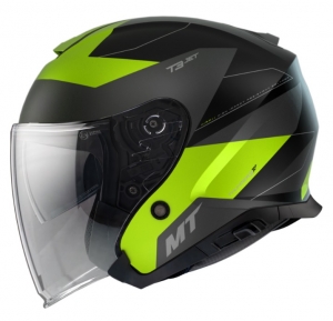 Casque ouvert MT Thunder III SV Jet Cooper A3 jaune fluorescent mat (visière solaire intégrée)