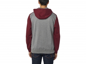 Casual Hooded Fleece Jacket Destrakt Zip [Grey/Red]: Size - 2X