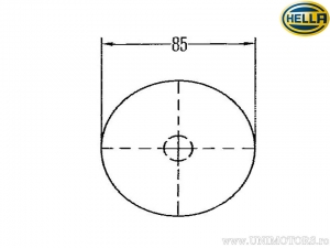 Catadióptrico (olho de gato) redondo com 85 mm de diâmetro, vermelho - Hella