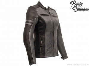 Chaqueta de moto para mujer Rusty Stitches Joyce Negro-Gris (negro-gris) - Rusty Stitches