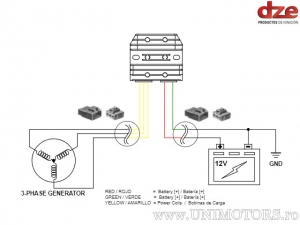 Charging Relay (Voltage Regulator) Universal - 12V 50A (5 wires - Mosfet technology) - DZE