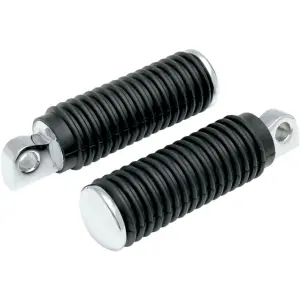 Chrome Foot Pegs with Rubber Sleeves - Black, Chrome, Polished - Long - DS253406