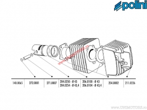 Cilinder set (diameter 43mm / 63cc / zuigerbout 12mm) - 140.0065 - Polini