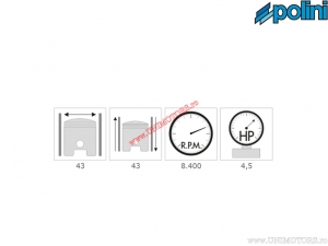Cilinder set (diameter 43mm / 63cc / zuigerbout 12mm) - 140.0065/ST - Polini
