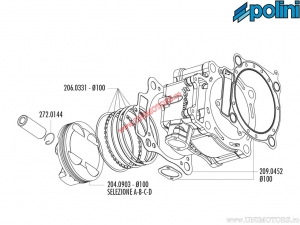 Cilinderkit (diameter 100mm / 490cc) - Honda CRF 450 R ('02-'05) - 119.0088 - Polini
