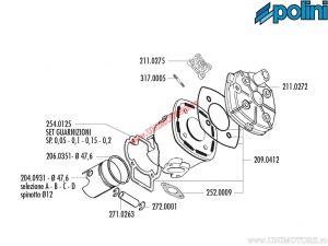 Cilinderset (diameter 47,6mm / 69,76cc) - 1660113 - Polini