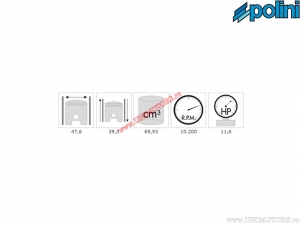 Cilinderset (diameter 47,6mm / 69,93cc) - Polini