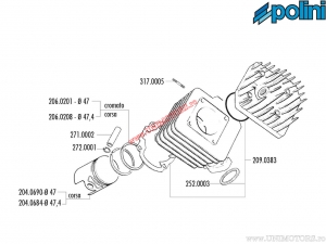 Cilinderset (diameter 47mm / 72cc) - 119.0077/R - Kymco CX / K12 / ZX / Sym DD / Flash / Super Fancy 50 2T AC - Polini