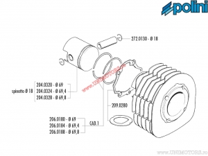Cilinderset (diameter 69mm / 225cc) - 140.0092 - Polini