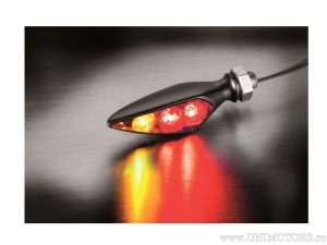 Clignotant LED + Frein + Feu de position Micro Rhombus S DF BLACK avec verre fumé SS - Kellermann