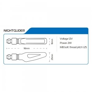 Clignotants séquentiels moto NightGlider (116x25mm) - ensemble - Oxford