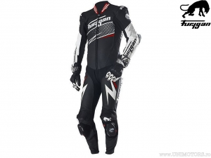 Combinaison moto Furygan Leather Ride Noir-Blanc-Rouge (noir-blanc-rouge) - Furygan