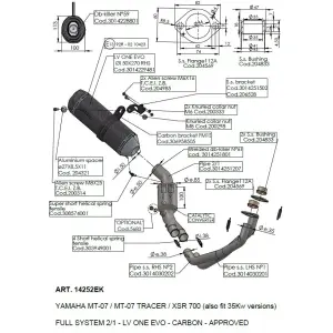 Complete Exhaust System LV One Evo Carbon - YAMAHA MT-07 ABS ('17-'20) / XSR 700 ABS ('16-'20) - Leo Vince