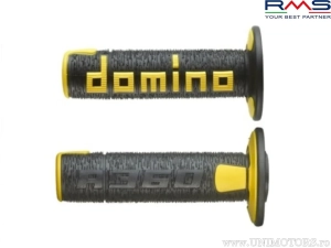 Conjunto de punhos cross - enduro Domino - cor: preto/amarelo (comprimento: 120 mm) - RMS