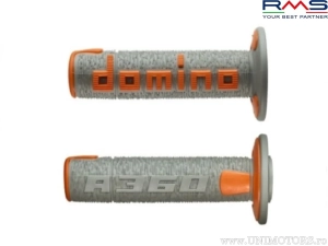 Conjunto de punhos de cross-enduro Domino - cor: cinza/laranja (comprimento: 120 mm) - RMS