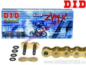 Corrente de transmissão DID X-Ring - 530ZVM-X (dourado / dourado) - 104 elos - DID