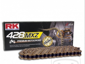Corrente dourada e preta RK 428MXZ1/118 - Honda CRF 100 F ('04-'13) / Honda CRF 125 F 17/14 polegadas ('14-'18) - RK