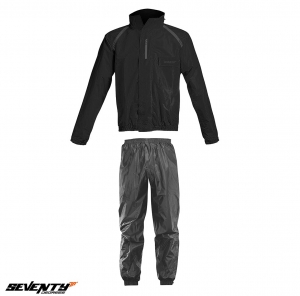 Custom rain motorcycle suit (jacket+pants) Seventy model SD-S1 color: black (fits over gear) - Black, S