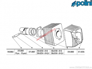 Cylinder set (diameter 43mm / 63cc / piston bolt 12mm) - 140.0065/ST - Polini