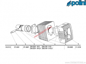 Cylinder set (diameter 43mm / 63cc / piston bolt 12mm) - 140.0133 - Polini