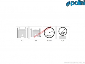 Cylinder set (diameter 43mm / 63cc / piston bolt 12mm) - 140.0133 - Polini