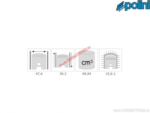 Cylinder set (diameter 47.6mm / 69.94cc) - 140.0207 - Derbi GP1 Open / Gilera DNA / Runner / Piaggio NRG / Zip SP 2T - Polini