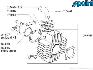 Cylinder set (engine) - Puch Maxi (air) - 70cc 2-stroke - Polini