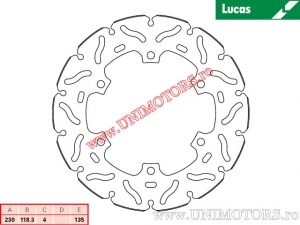 Disco de freio traseiro MST213RAC de corrida - Lucas TRW