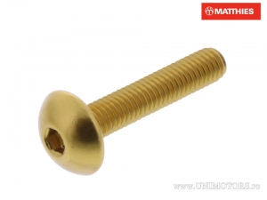 Domború sapka csavar Pro Bolt M5 x 0.80 x 25 mm arany alumínium - JM