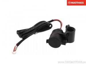 Doppel-USB-Steckdose (A) 3.3A mit M+S Kappe zur Montage am 22mm Lenker oder Fahrzeug - JM