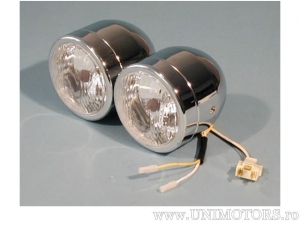 Doppelscheinwerfer H4/H7 Chromfarbe Seitliche Befestigung 90mm - SHIN YO