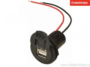 Doppelte integrierte Power-USB-Buchse (A) 5A mit M+S-Kappe - JM