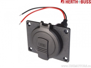 Dual USB-A and USB-C 3.6A Charging Socket with Protective Cap and 28.7mm Installation Diameter - Herth+Buss