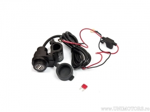 Dual USB Socket (A) 2A with Cover for Handlebar or Vehicle Mounting - Extreme Style