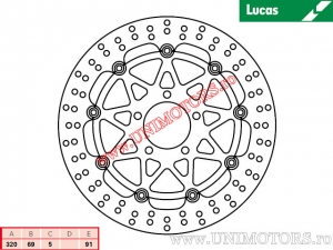 Elülső féktárcsa MSW223 lebegő - Lucas TRW