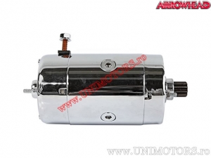 Elektromotor króm - Harley Davidson FLH / FLHX / FXLR / FXB / FXSTC / FXSRS / FXWG / FXE Fat Bob - Arrowhead