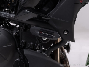 Engine and Fairing Crash Pad Set - Polyamide/Aluminum - Black/Silver - Kawasaki Versys 650 ('14-'21) - SW-Motech