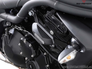 Engine and Fairing Crashpad Set - polyamide/aluminum - black/silver - Triumph Speed Triple 1050 ('04-'10) - SW-Motech