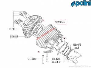 Ensemble de joints de cylindre Evolution 2 (diamètre 58mm) - Vespa ETS 125 2T / Primavera 125 2T / Primavera ET3 125 - Polini