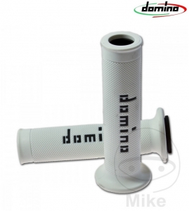 Ensemble de poignées de guidon A010 noir et blanc Domino D: 22 mm L: 126 mm ouvertes - JM